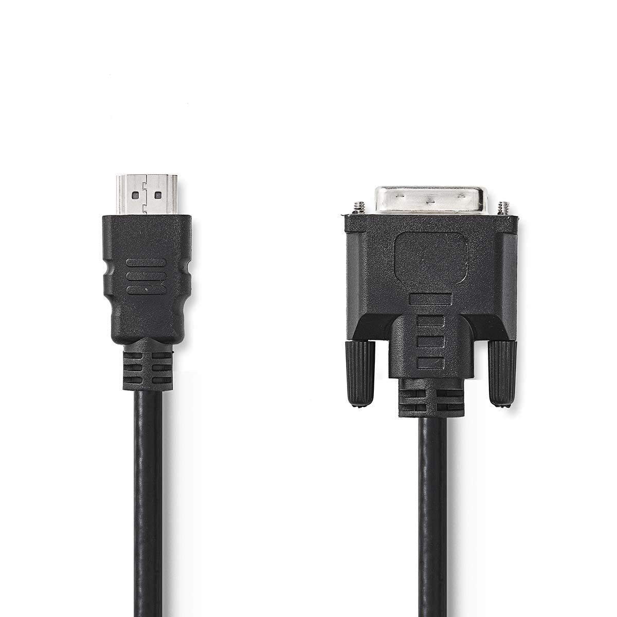 HDMI™ cable | HDMI™ Connector | DVI-D 24+1-Pin Male | 1080p | Nickel Plated | 5.00 m | Straight | PVC | Black | Plastic bag