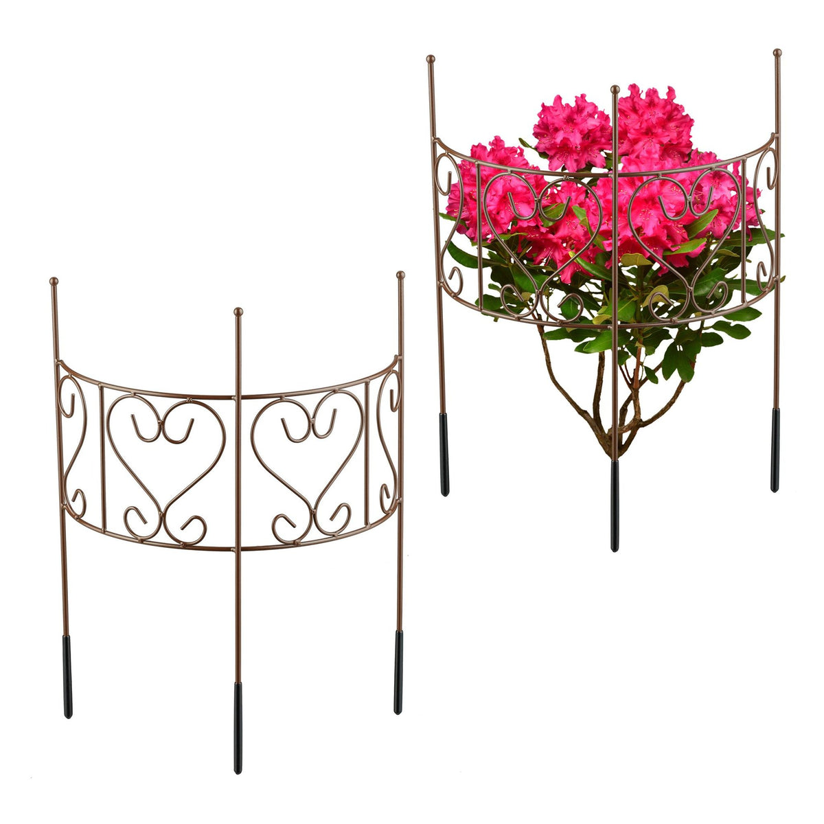 Half-Round Brown Steel Plant Support for Perennials