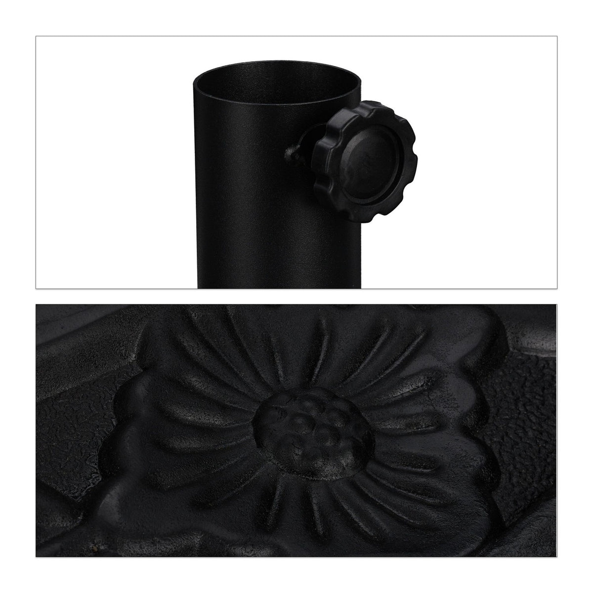 Half-Round Parasol Base, Cast Iron Design, Fits Small Spaces