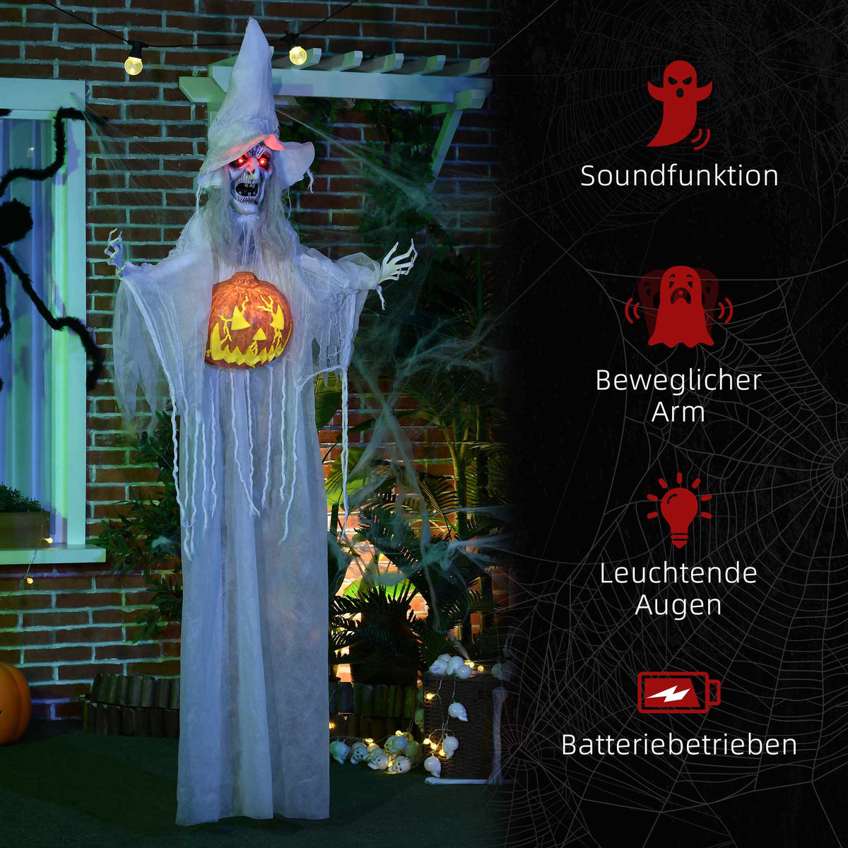 Halloween Ghost Decoration with Motion Sensor & LED Lights