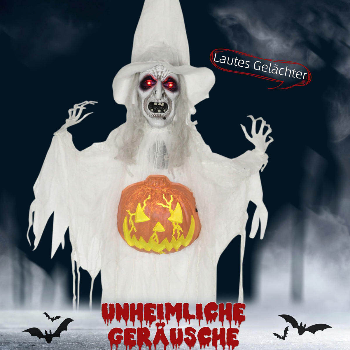 Halloween Ghost Decoration with Motion Sensor & LED Lights