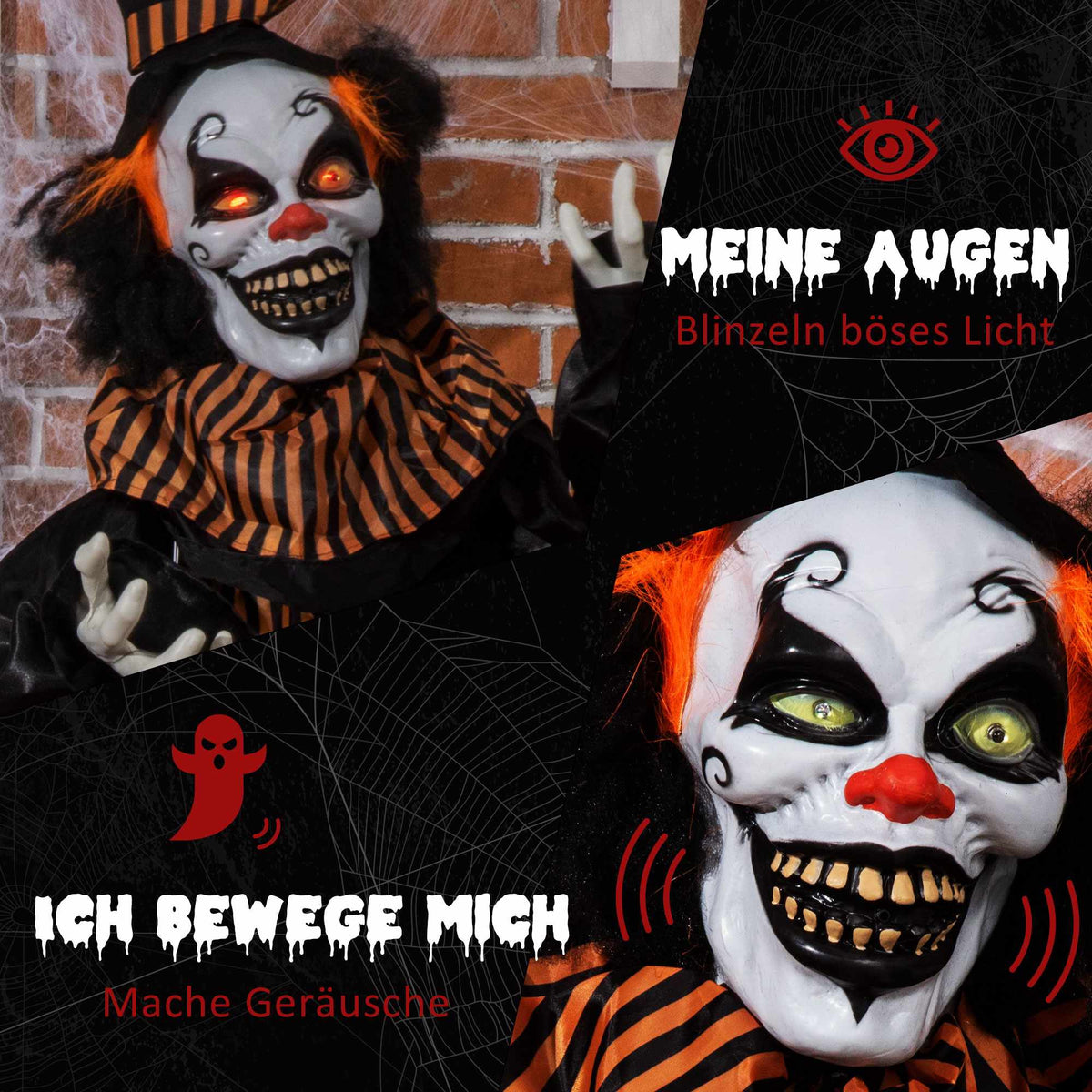 Halloween Horror Clown Decoration with Sound & Motion