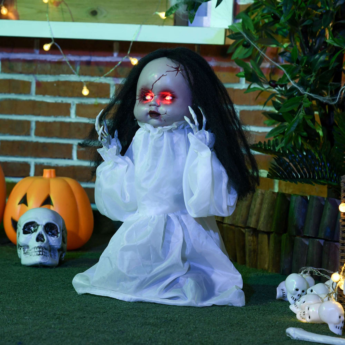 Halloween Horror Doll with LED Eyes, Sound & Motion Sensor, 60 cm