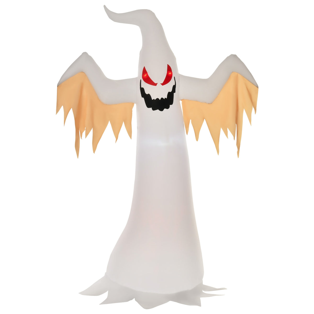 Halloween Inflatable Ghost 2.4M Decoration With Leds Ip44 Self-Inflating Polyester White + Red 150 X 80 X 240 Cm