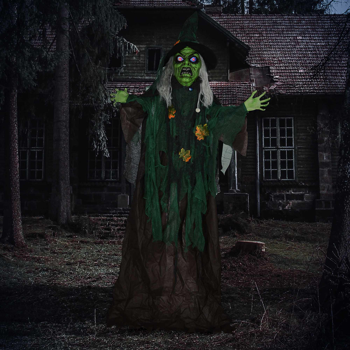 Halloween Witch Decoration with Sound & Motion Sensor, 183cm