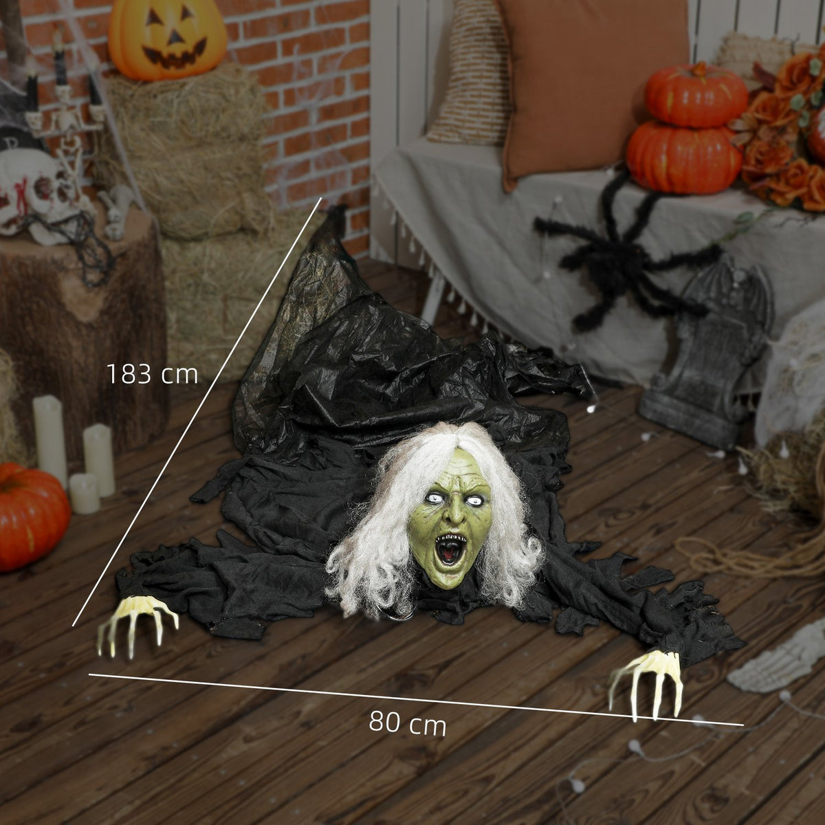 Halloween Zombie Decoration, 183cm with LED Lights & Sound