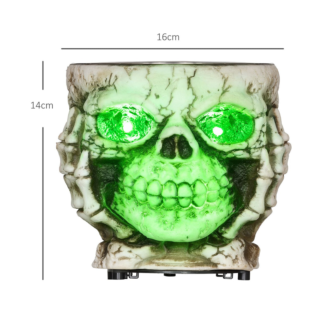 Halloween decoration garden skeleton electric with glowing eyes and spooky sound Ø16cm stainless steel for a spooky holiday atmosphere