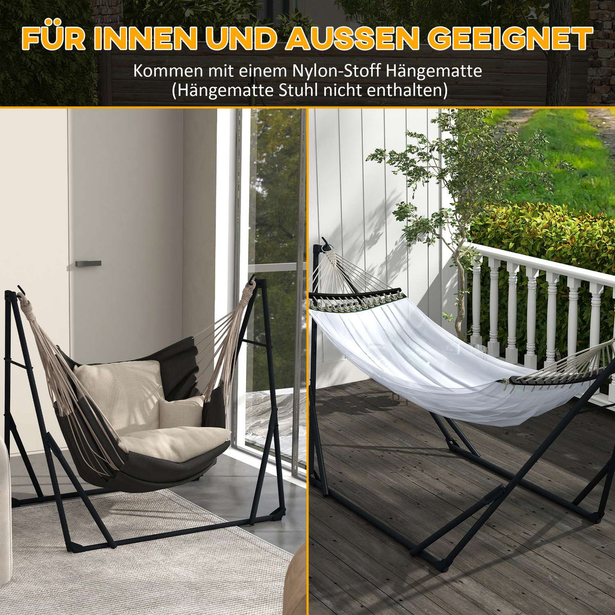 Hammock Frame, Hammock Chair Frame, Hammock Stand With Hammock, Carry Bag, Load Capacity Up To 120 Kg, Steel