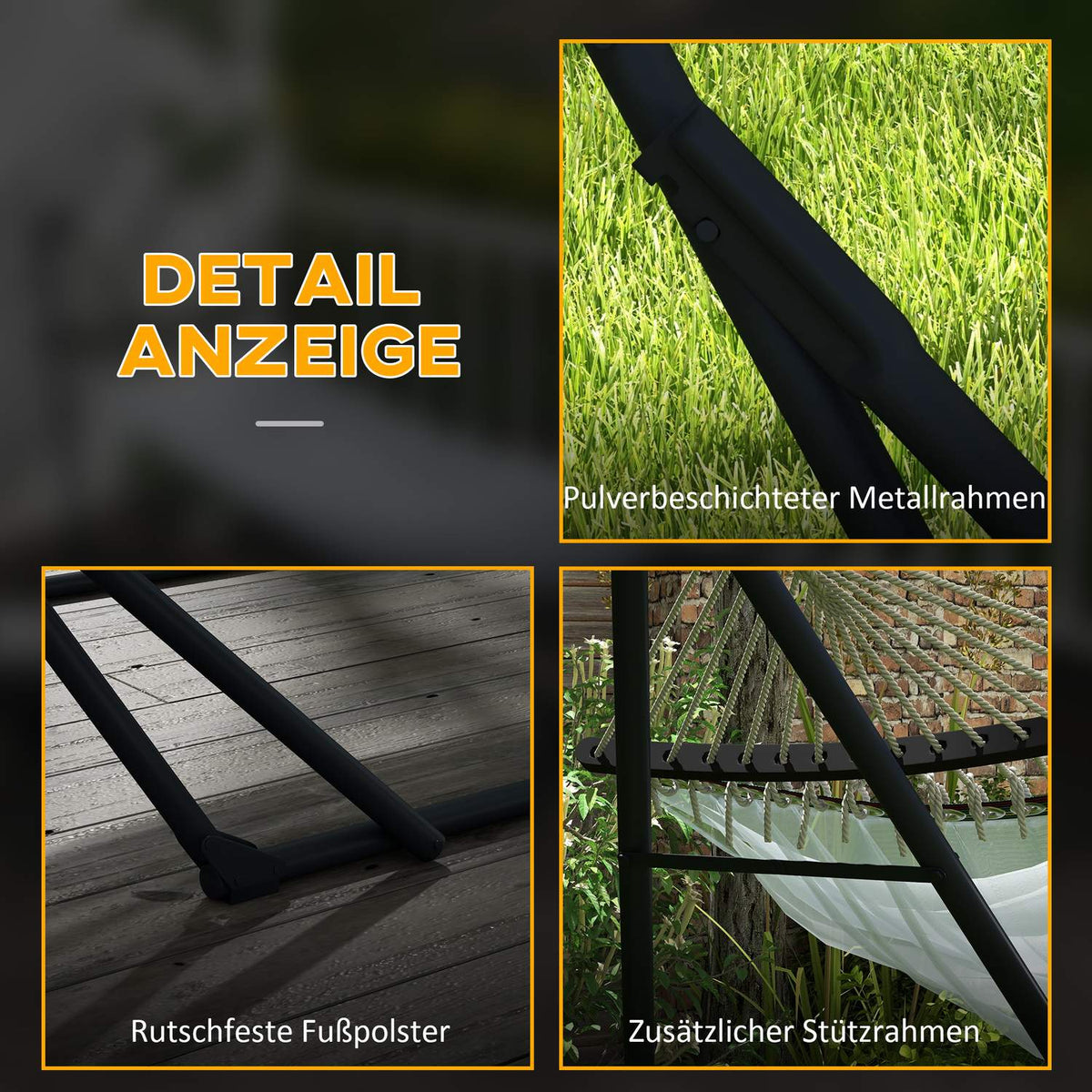 Hammock Frame, Hammock Chair Frame, Hammock Stand With Hammock, Carry Bag, Load Capacity Up To 120 Kg, Steel