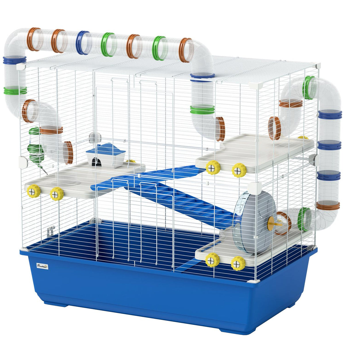 Hamster Cage for Dwarf Hamsters 4 Tier Rodent Cage Small Animal Cage with Wheel Feeding Bowl and Accessories Large Mouse Cage 78 x 45 x 73 cm Blue