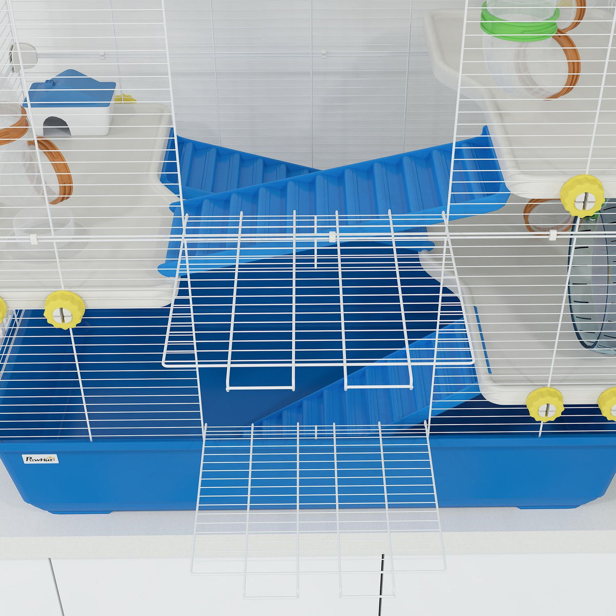 Hamster Cage for Dwarf Hamsters 4 Tier Rodent Cage Small Animal Cage with Wheel Feeding Bowl and Accessories Large Mouse Cage 78 x 45 x 73 cm Blue