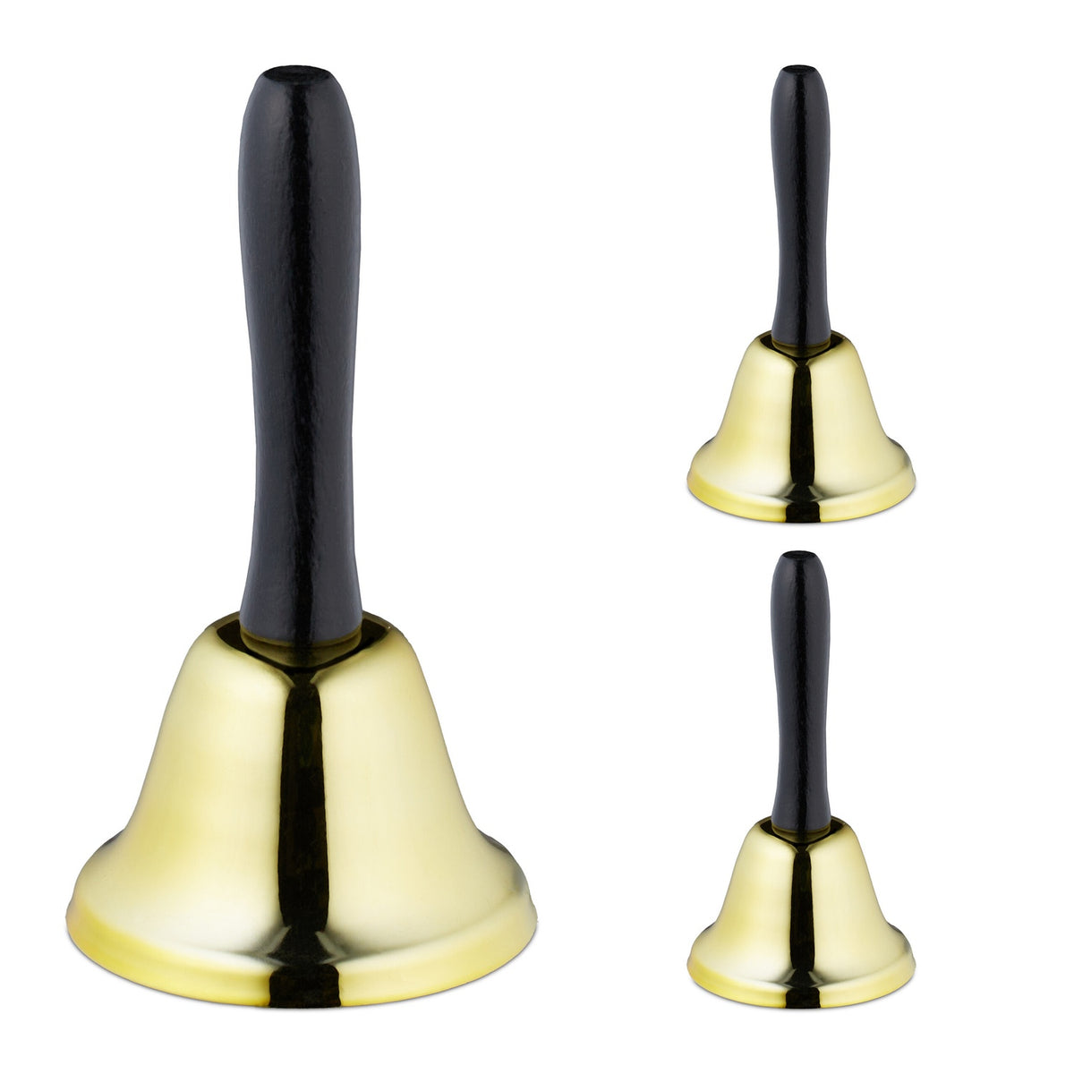 Hand Bell Trio Set – Iron & Wood, Decorative Use