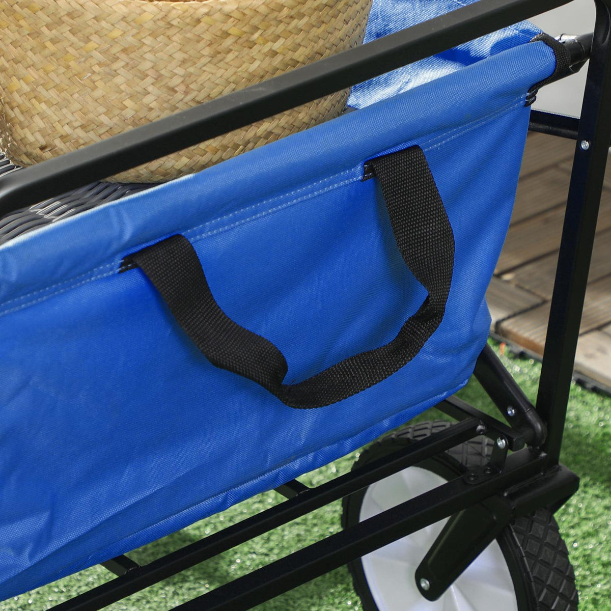 Handcart, Foldable Handcart, 360° Garden Cart, Transport Cart, Beach Cart, Steel Frame, Oxford, 93 X 49 X 75-100 Cm