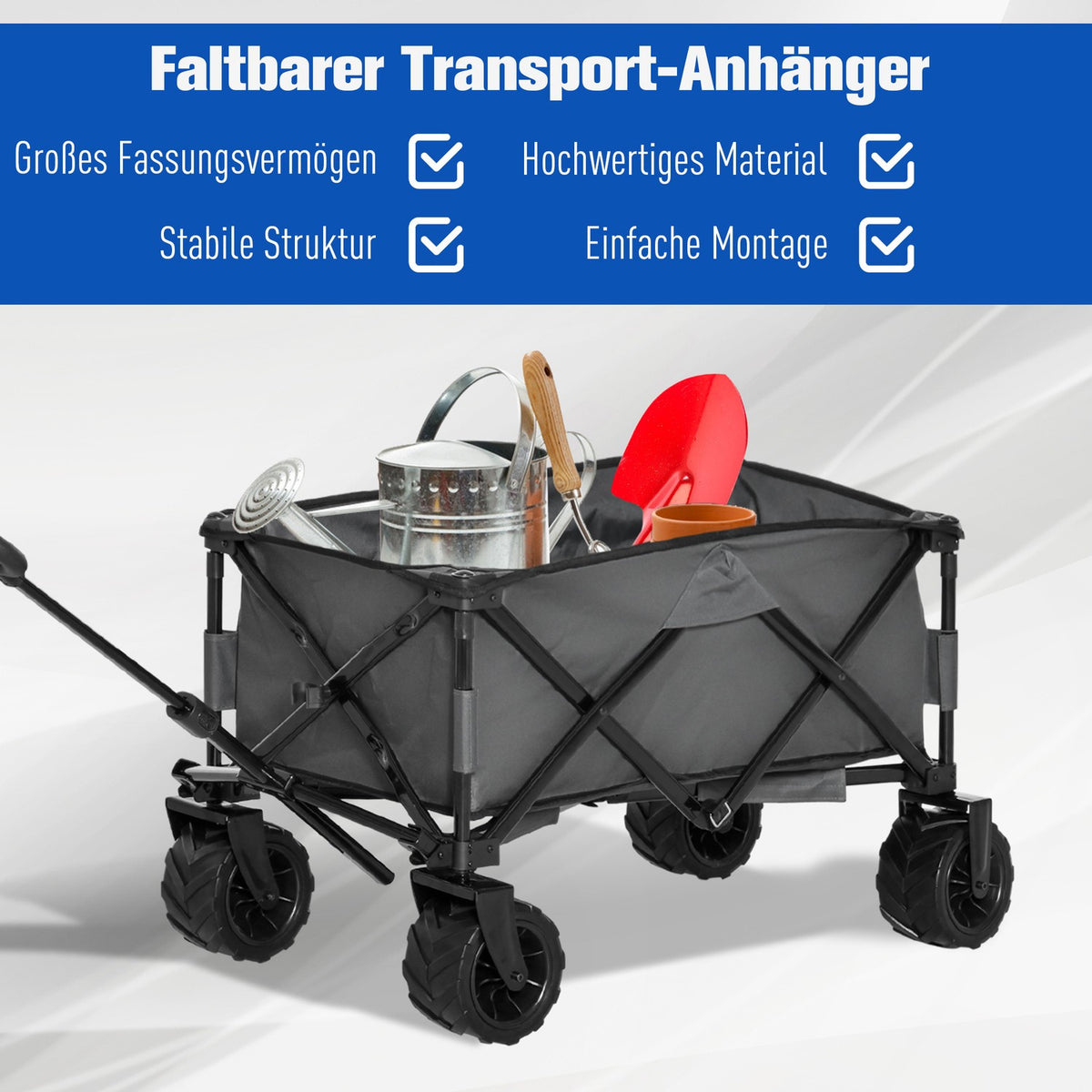 Handcart Foldable Handcart 360°, Garden Cart With Telescopic Handle, Up To 20 Kg, Adjustable Handle Height