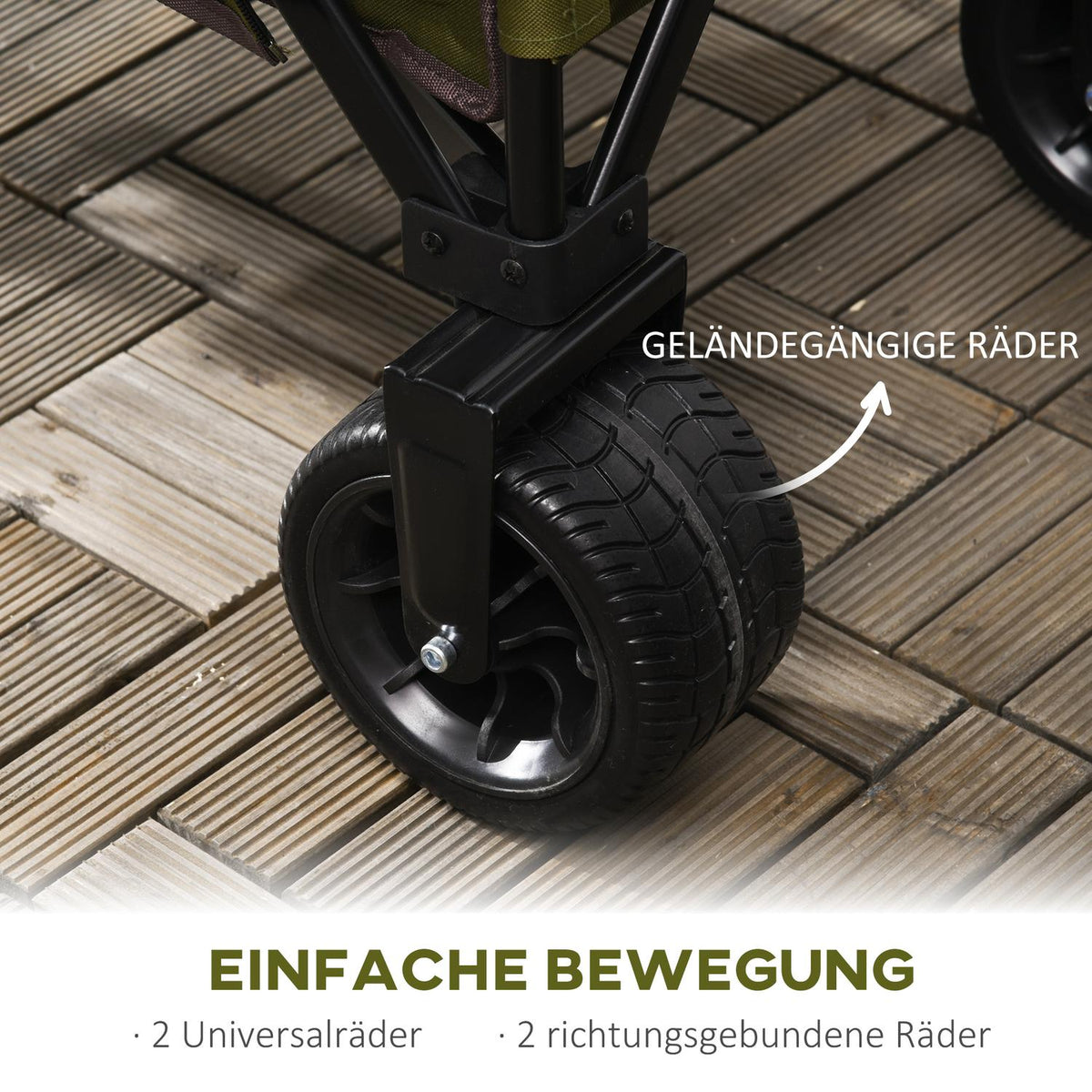 Handcart Foldable Handcart With Adjustable Handle, Bags, Wide Wheels, Up To 120Kg, Green