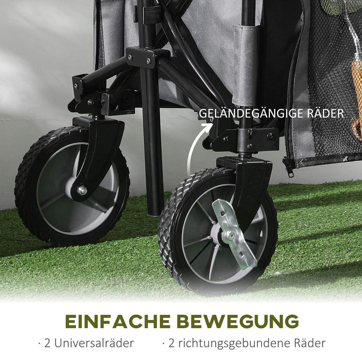 Handcart, Foldable Transport Trolley With Adjustable Handle, Garden Trolley With Side Pockets And Folding Board, Load Capacity Up To 120 Kg, Dark Grey