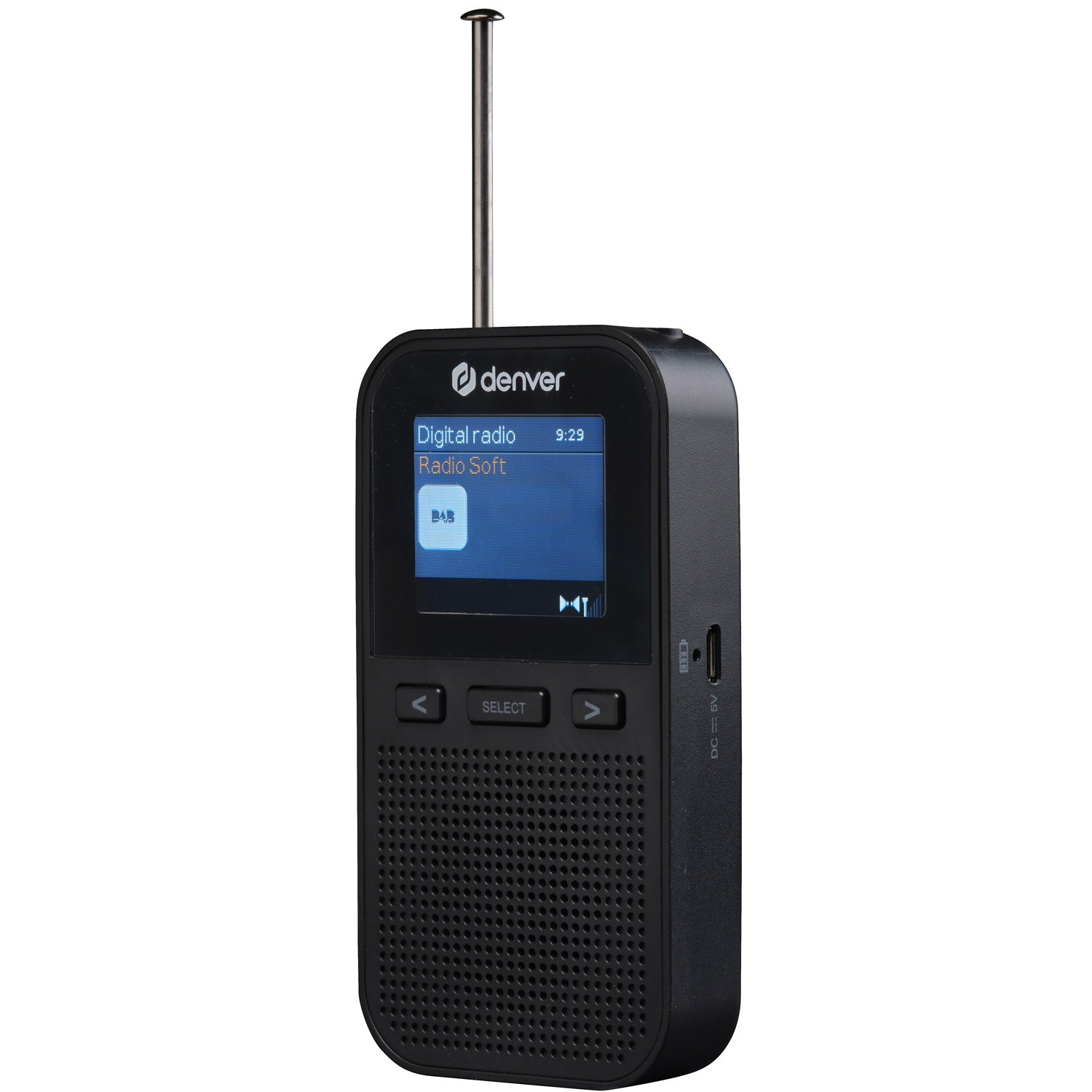 Handheld DAB+/FM radio with built-in speaker