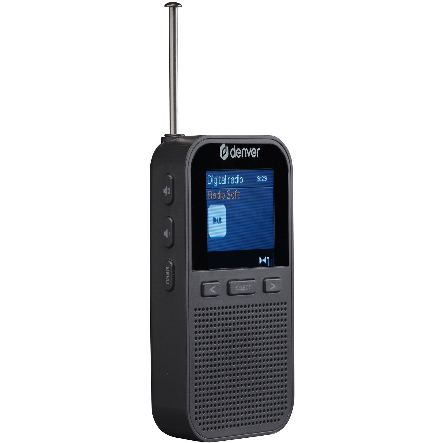 Handheld DAB+/FM radio with built-in speaker
