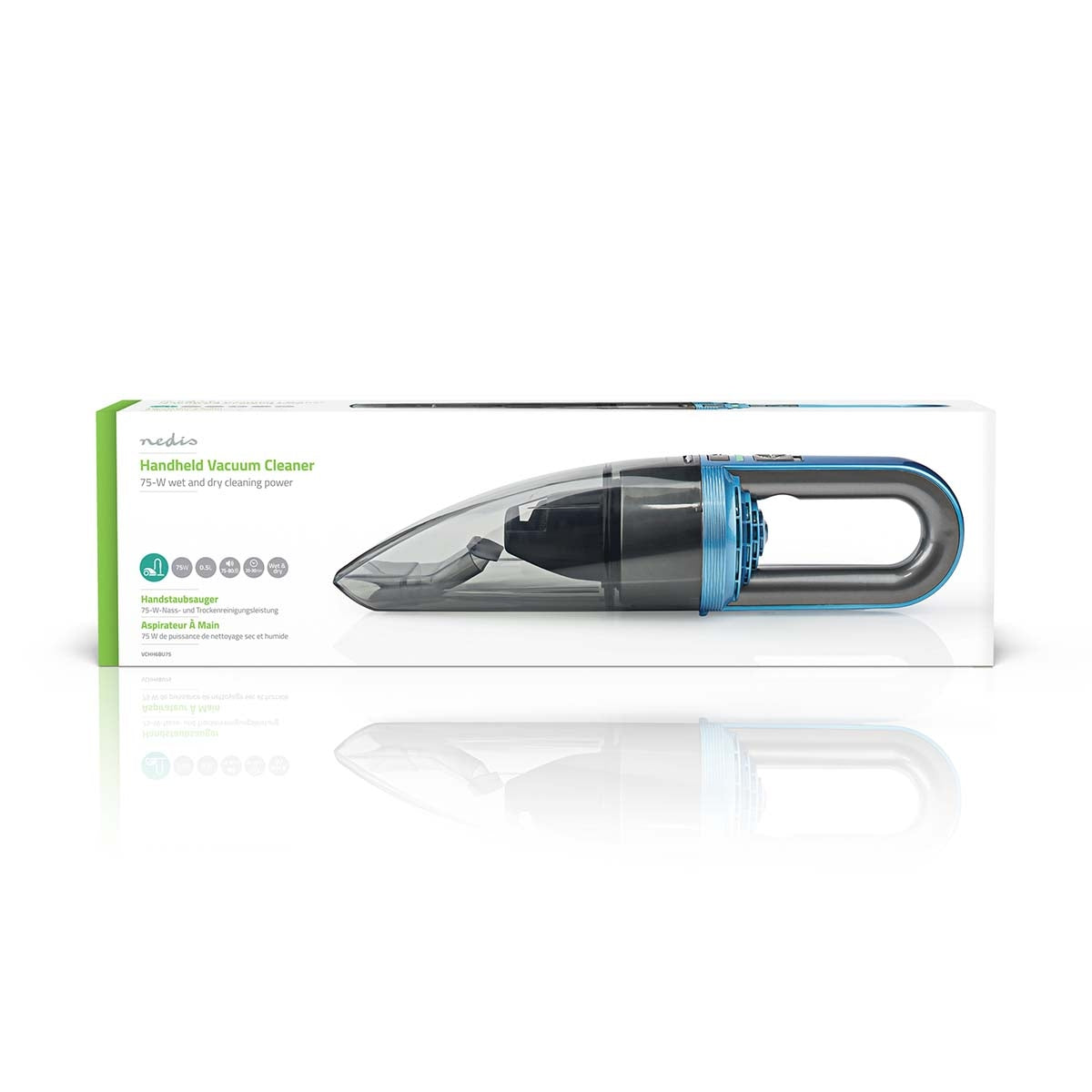 Handheld vacuum cleaner | 75 W| Rechargeable | Dry / Wet | Li-Ion | Blue / Grey