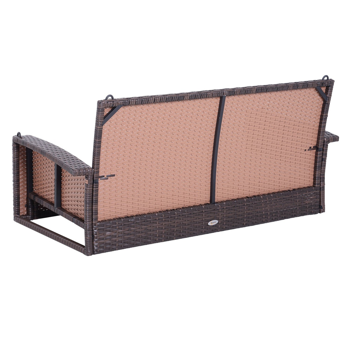 Hanging Bench 2-Seater Rattan Garden Swing With Seat Cushion Hanging Swing Hollywood Swing Garden Bench Brown 127 X 57.5 X 60 Cm
