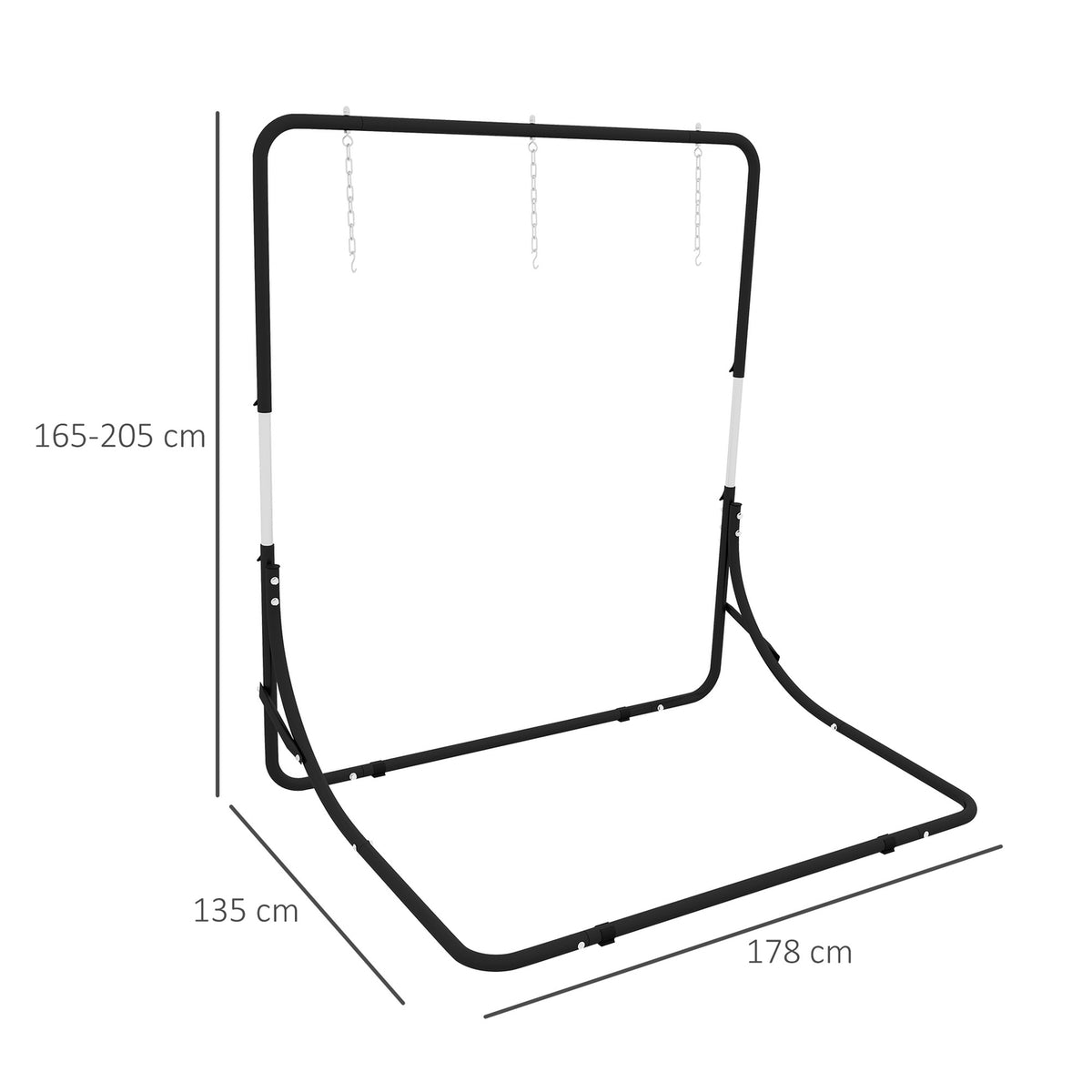 Hanging Chair Frame Hanging Chair Frame Height-Adjustable Stand For Hanging Chair With 3 Hooks Max. 250 Kg Load Capacity Metal Black
