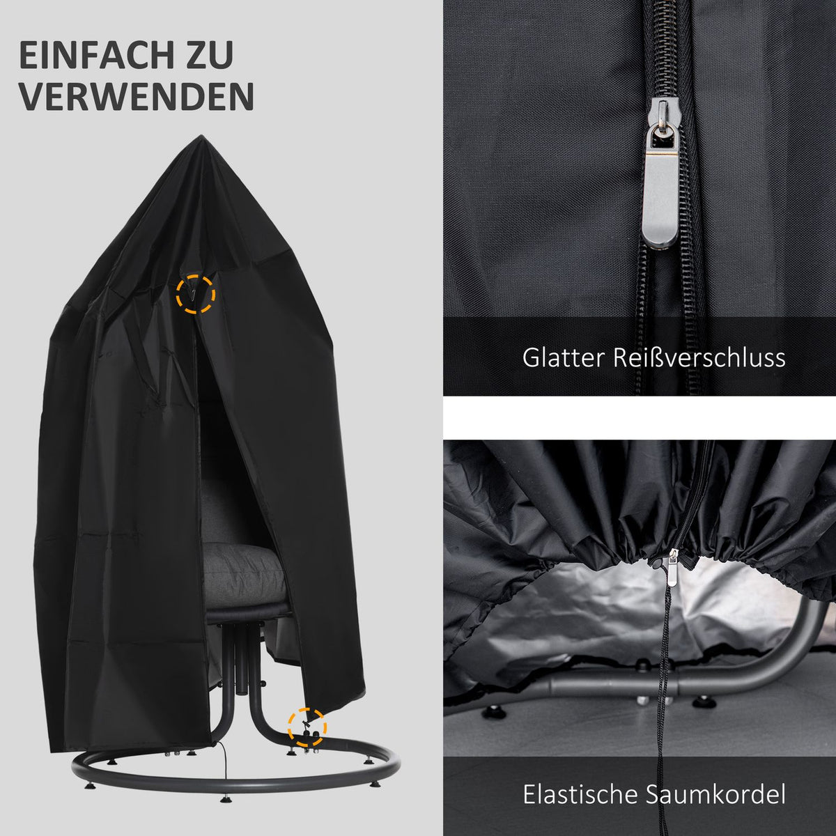 Hanging Chair Protective Cover, Waterproof Cover Made Of 210D Oxford, Suitable For Outdoor Hanging Basket, Ø115 X 190H Cm
