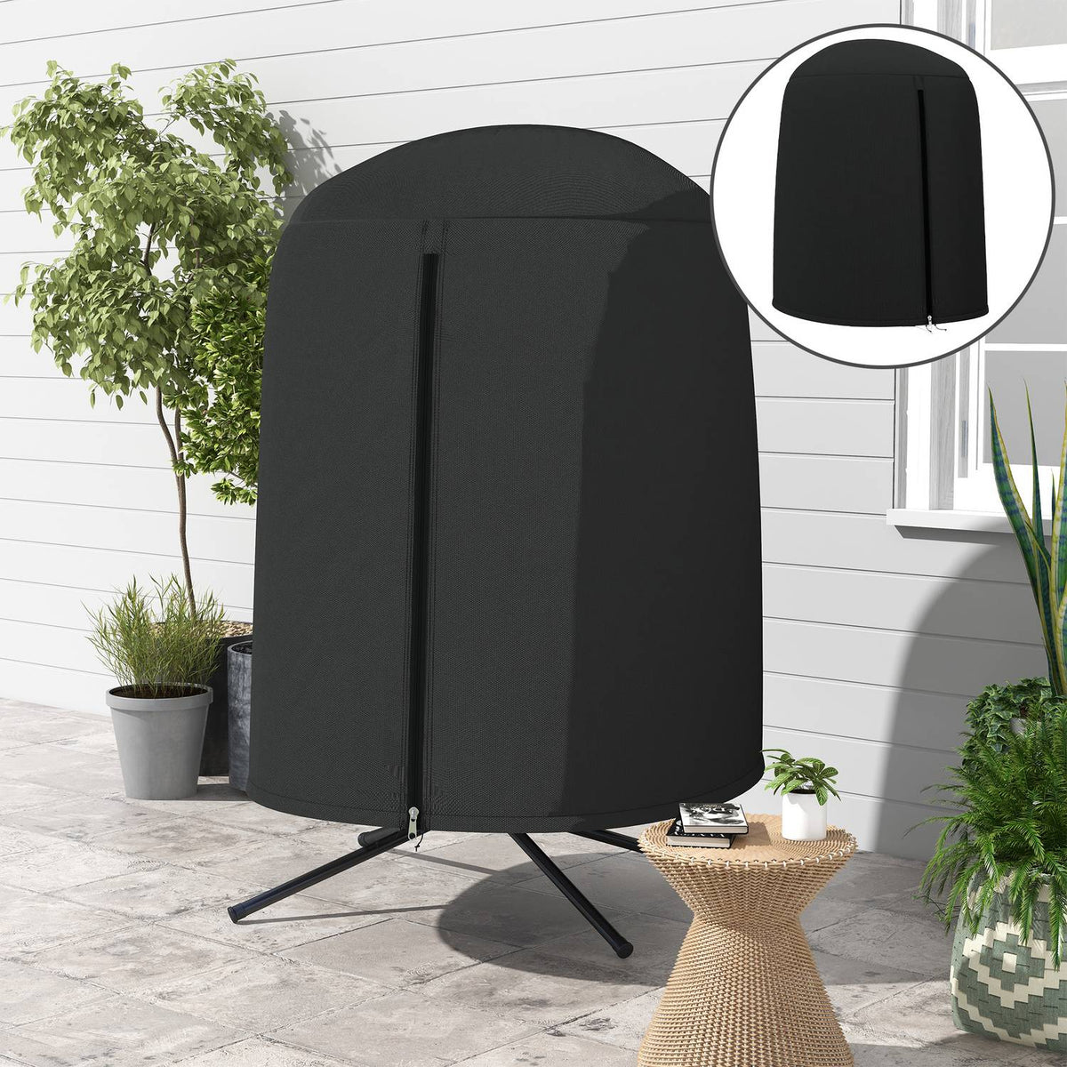 Hanging Chair Protective Cover Waterproof With Uv Protection & Zip, Oxford, Ø128 X 190 Cm