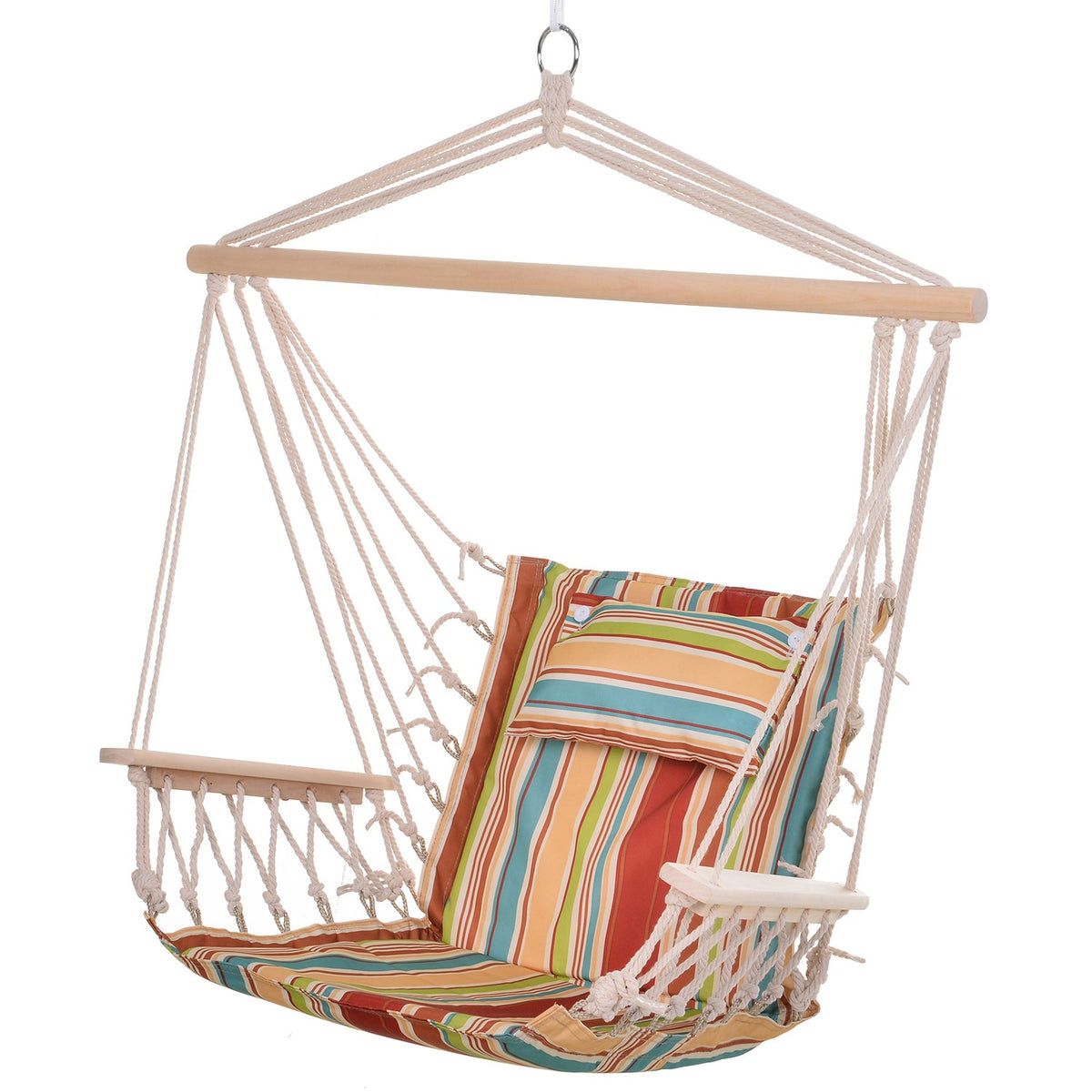 Hanging Chair With Crossbar And Cushion, Easy To Carry, Easy To Pack And Store, Can Hold Up To 100 Kg, Multi-Colored
