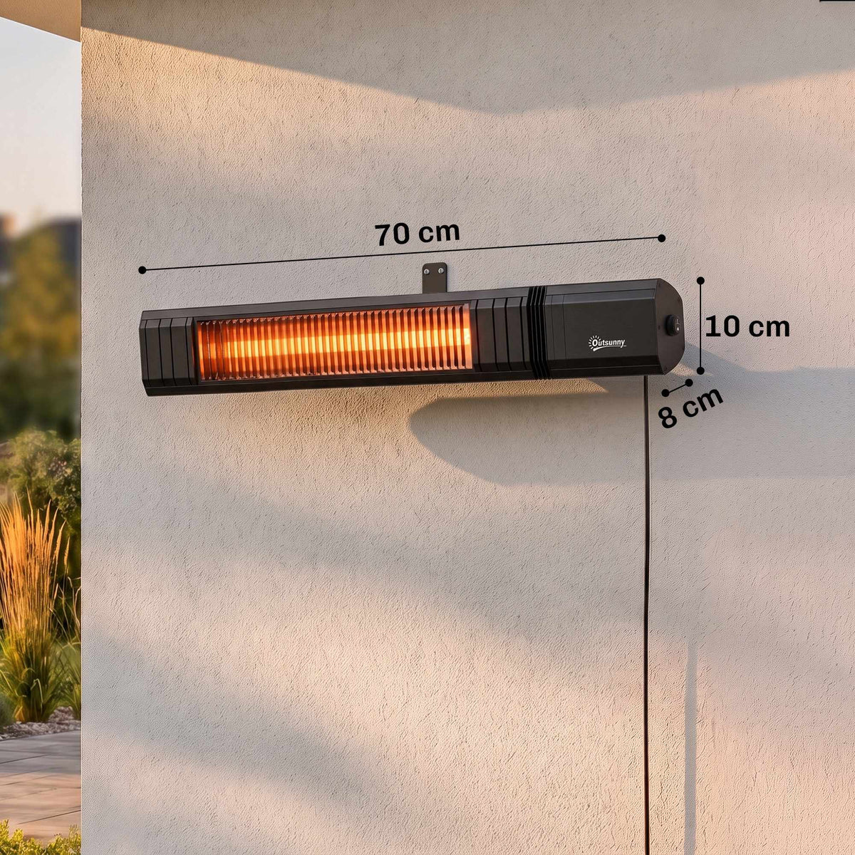 Hanging Infrared Patio Heater, 2000W Carbon Fiber, 9 Levels