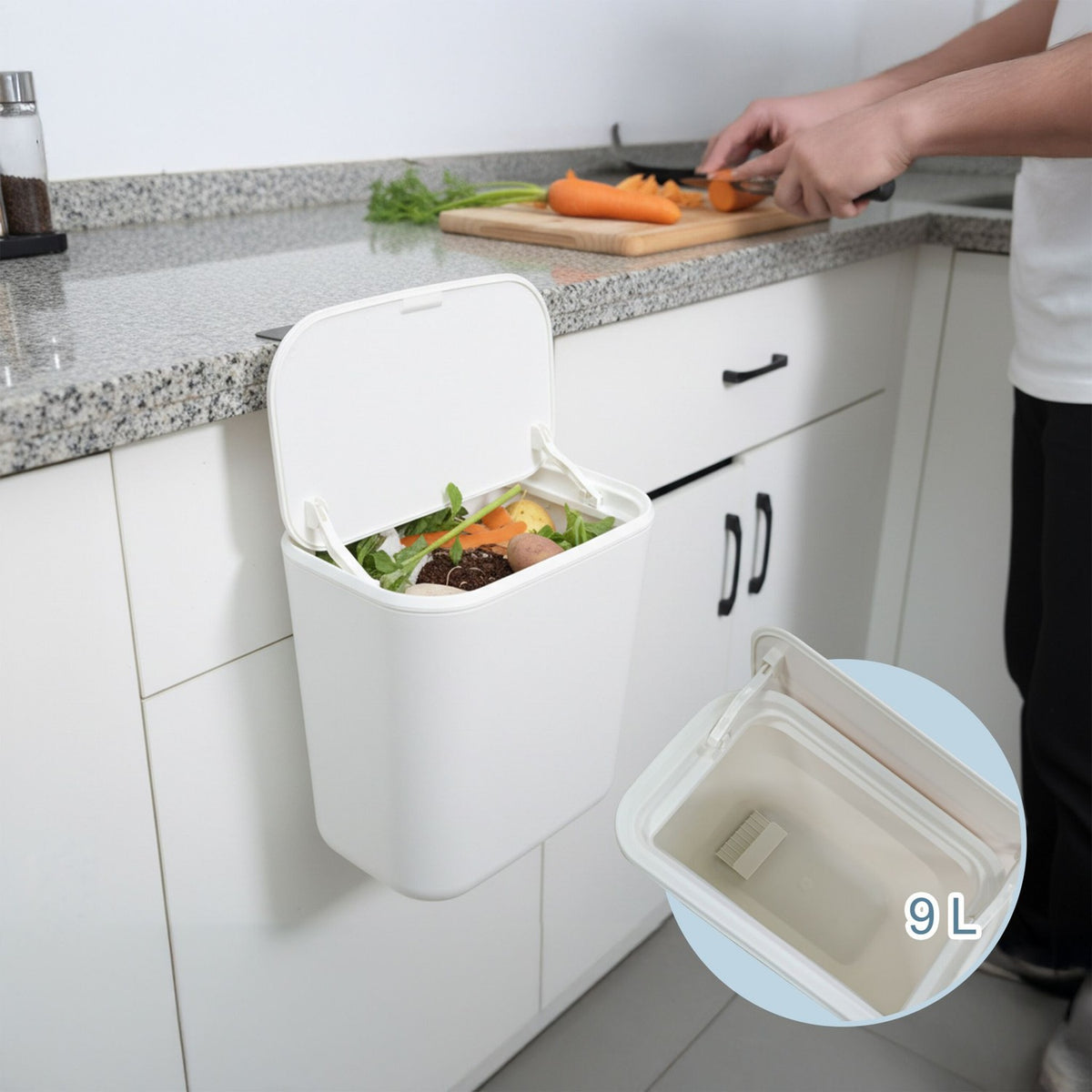 Hanging Kitchen Bin, 9L – Compact Waste Disposal
