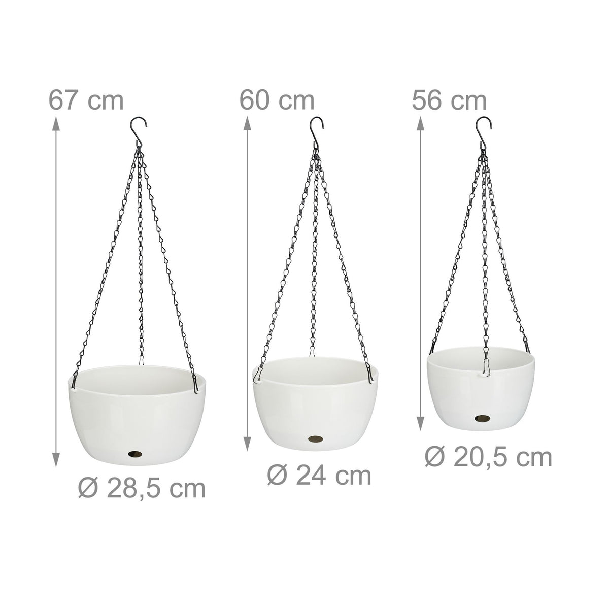 Hanging baskets with water containers set of 3
