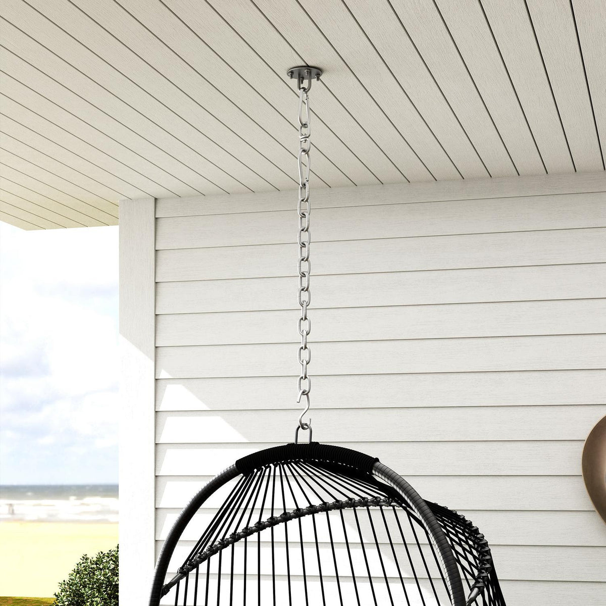Hanging chair hanging basket with cushion polyrattan swing outdoor indoor foldable hanging chair load capacity up to 150kg hanging swing basket hanging chair for living room balcony terrace dark gray