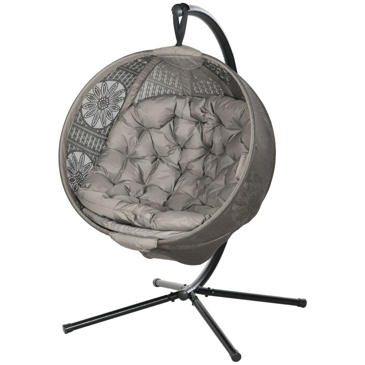 Hanging chair hanging swing with seat cushion folding seat basket for indoor outdoor load capacity up to 120 kg polyester sand