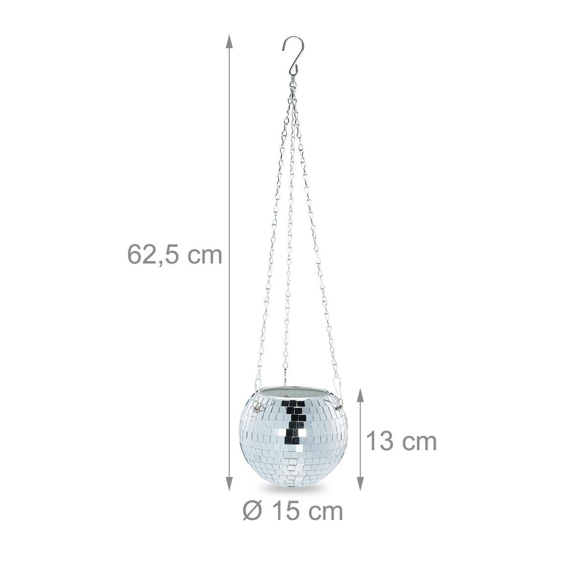 Hanging flower pot with disco ball