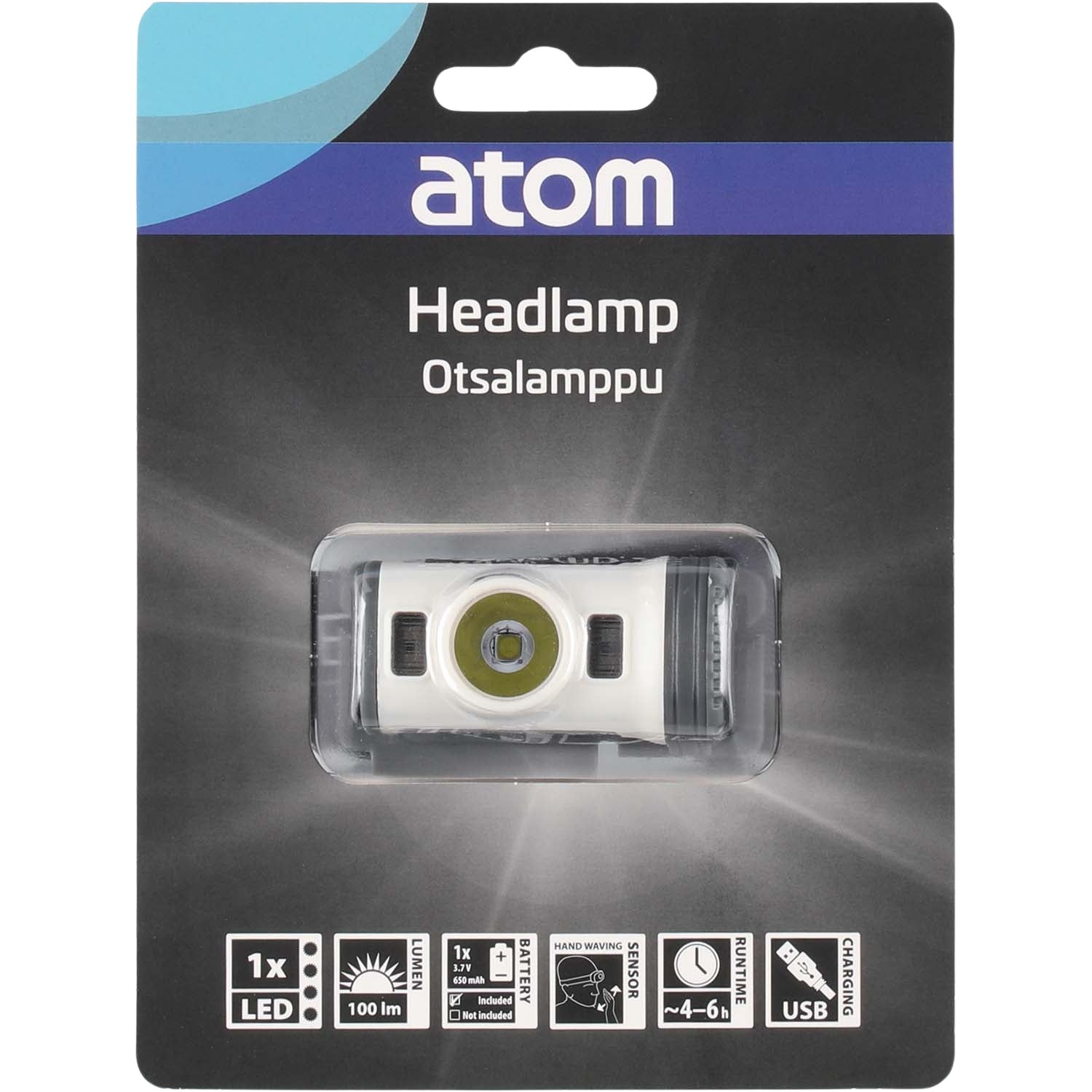 Headlamp with Motion Sensor, Rechargeable, 100 lm, IPX4