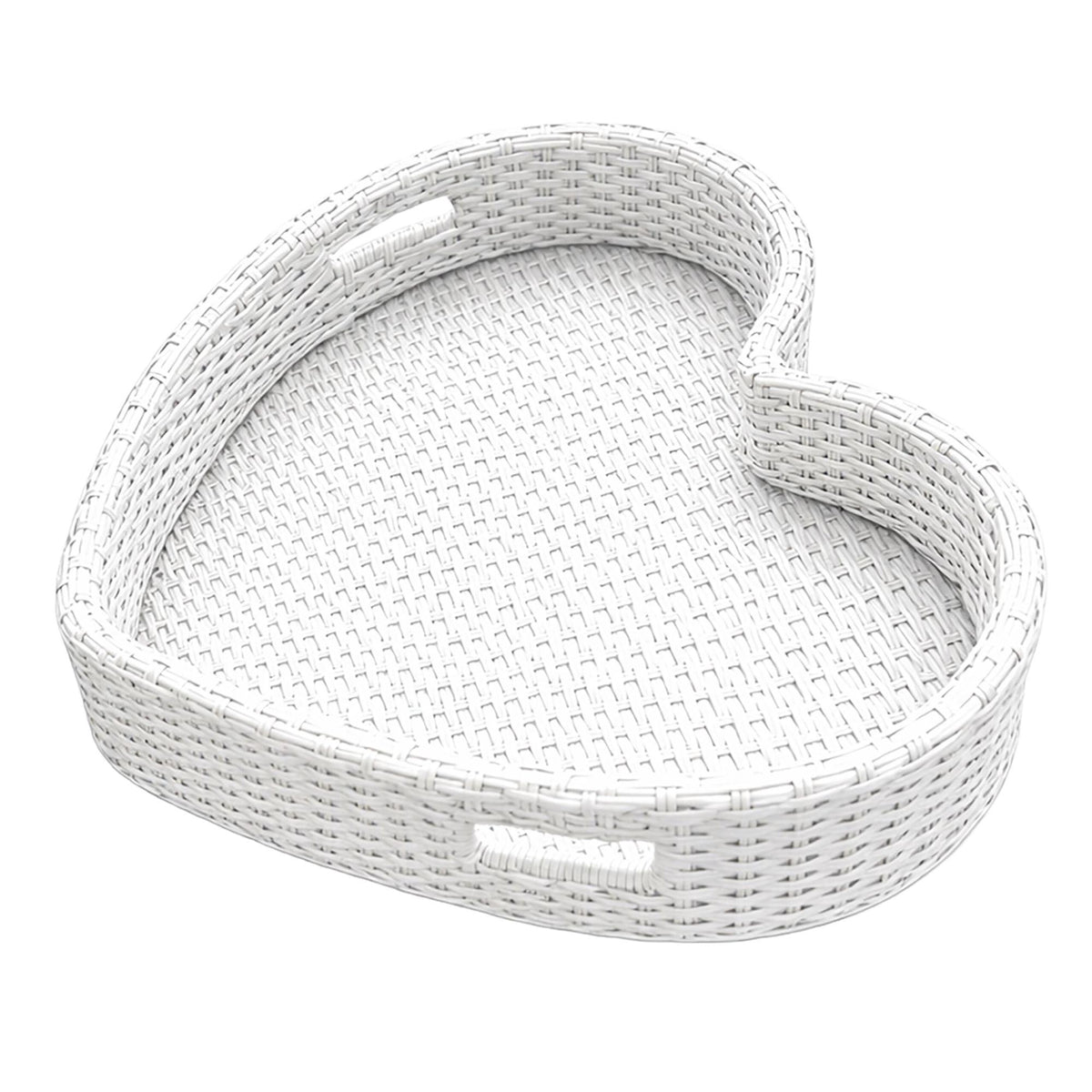 Heart-Shaped Floating Pool Tray, White, PE Rattan
