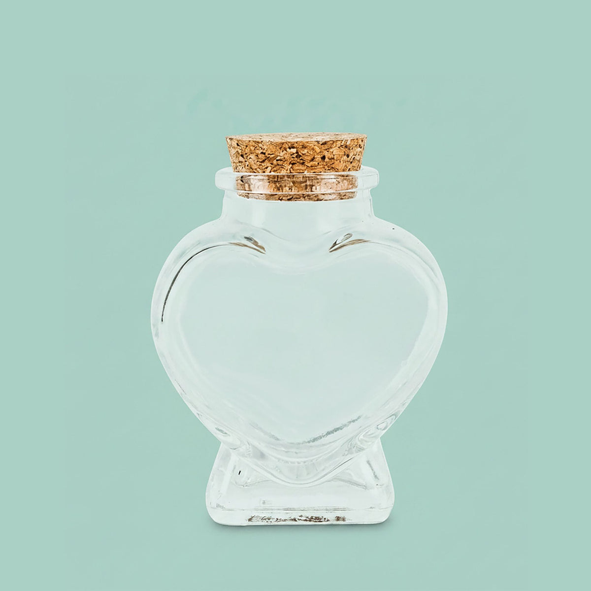Heart-Shaped Glass Bottles with Corks, Set of 12