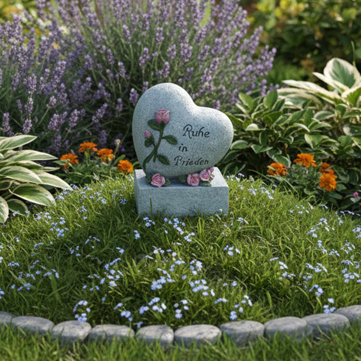 Heart-Shaped Grave Ornament with "Ruhe in Frieden"