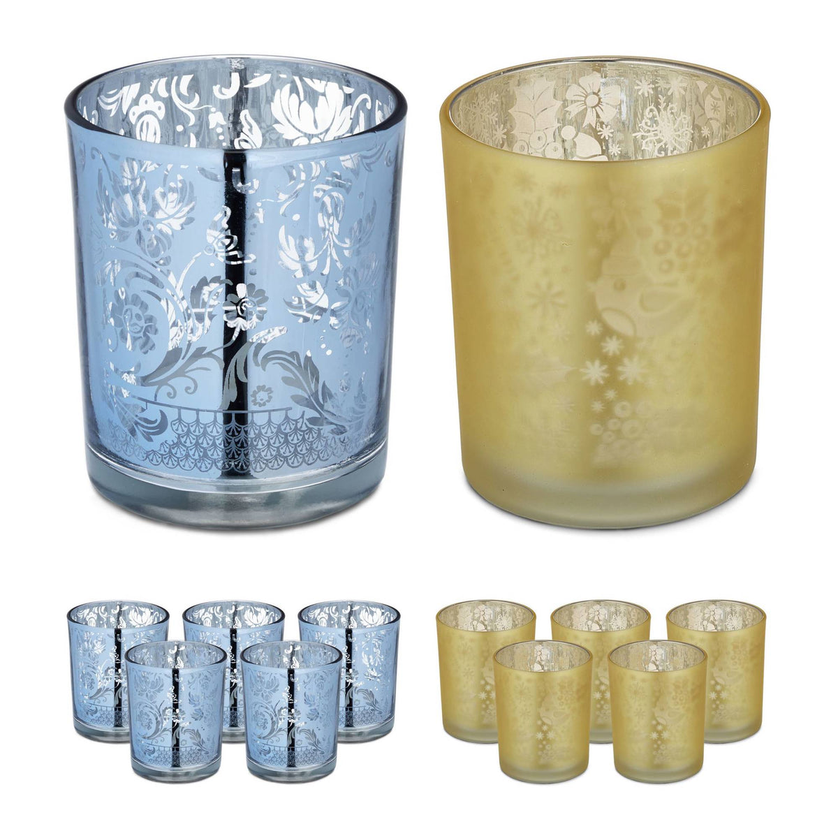 Heat candle holder gold silver set of 12
