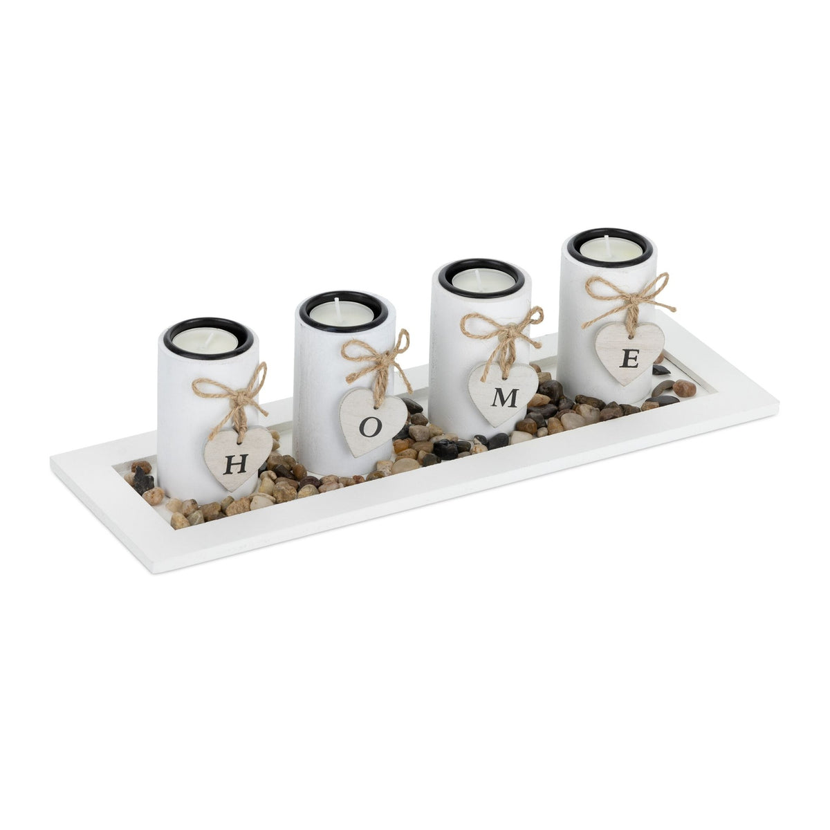 Heat candle holder with tray & stones