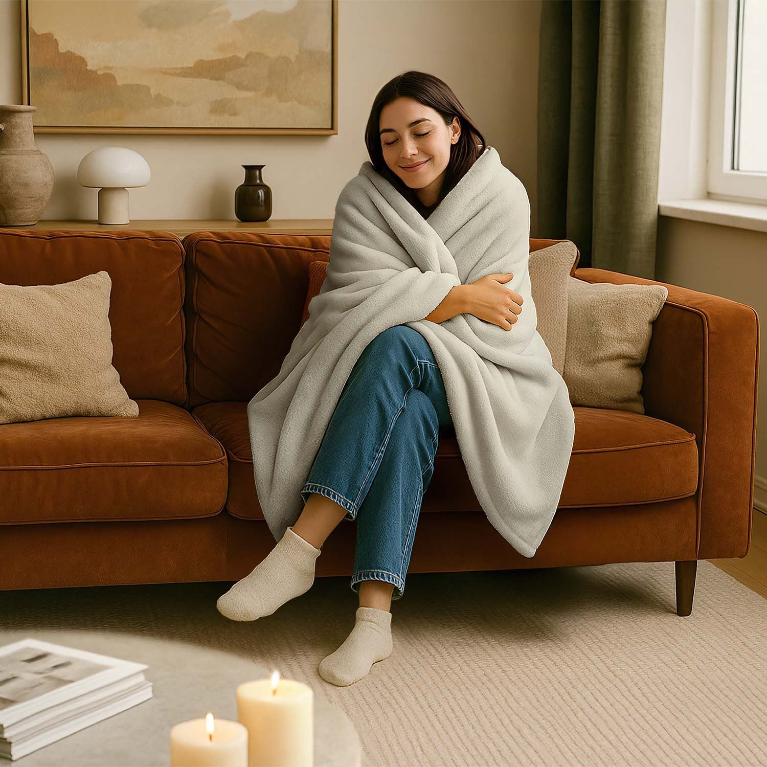 Heated Blanket 160x120cm Light Grey