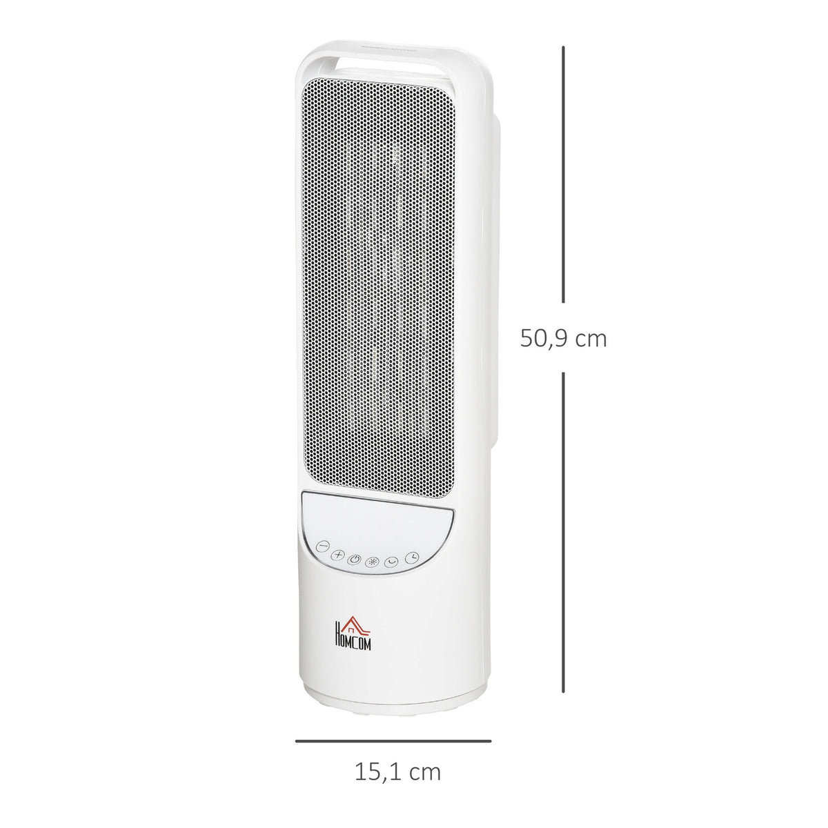 Heater Fan Heater 2000W Electric Heater Ceramic Heating Tower With Remote Control 12-Hour Timer Oscillation Heater Plastic White Ø15.1X50.9Hcm