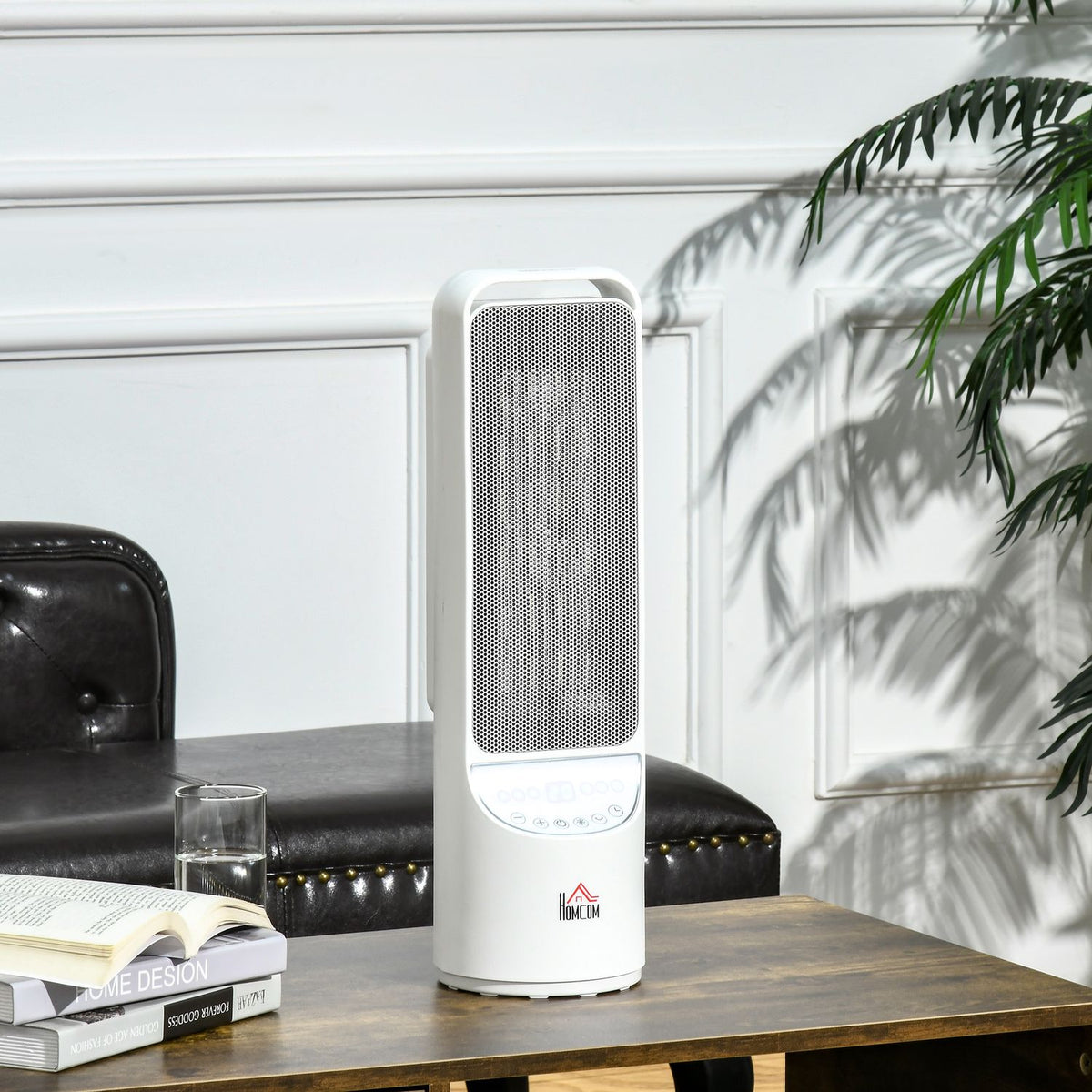 Heater Fan Heater 2000W Electric Heater Ceramic Heating Tower With Remote Control 12-Hour Timer Oscillation Heater Plastic White Ø15.1X50.9Hcm