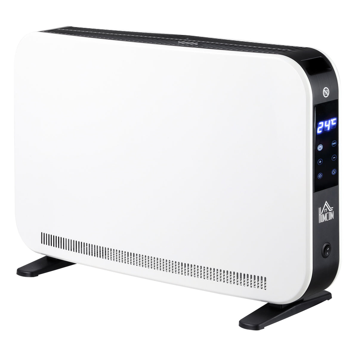 Heater Fan Heater 2180 W Electric Heater with LED Light 3 Levels Warm 24 Hour Timer Steel White 60 x 18.5 x 39.5 cm for efficient heat