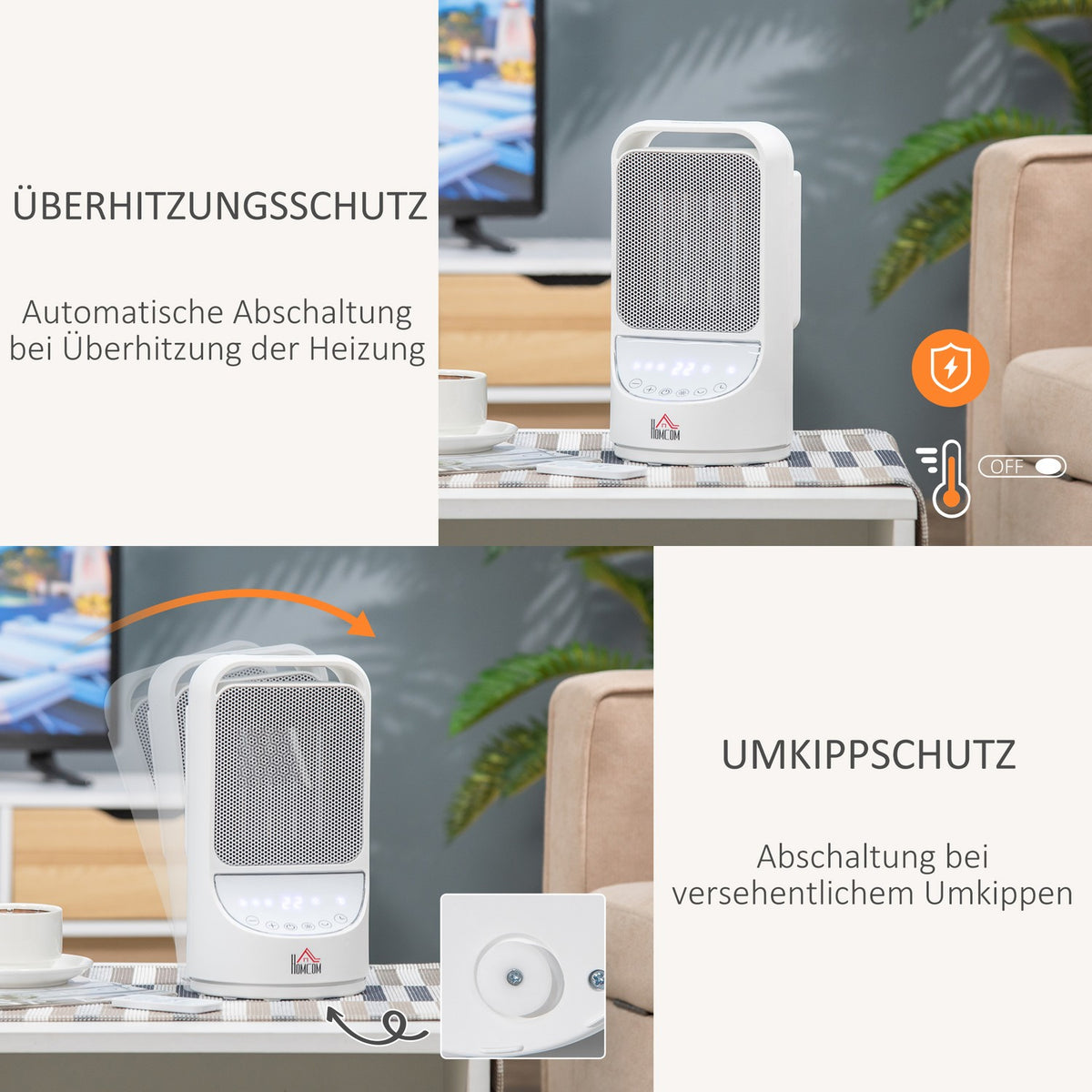 Heater Fan Heater 750W/1500W Ceramic Electric Heater With 3 Levels Warm 12 Hour Timer 45° Oscillation Heater Heating Heat Pp Pbt White