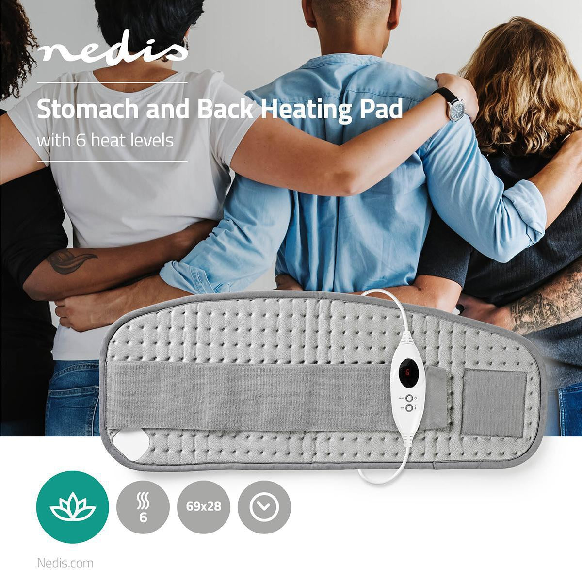 Heating pad | Stomach and back | 6 Heat settings | Overheat Protection | Washable