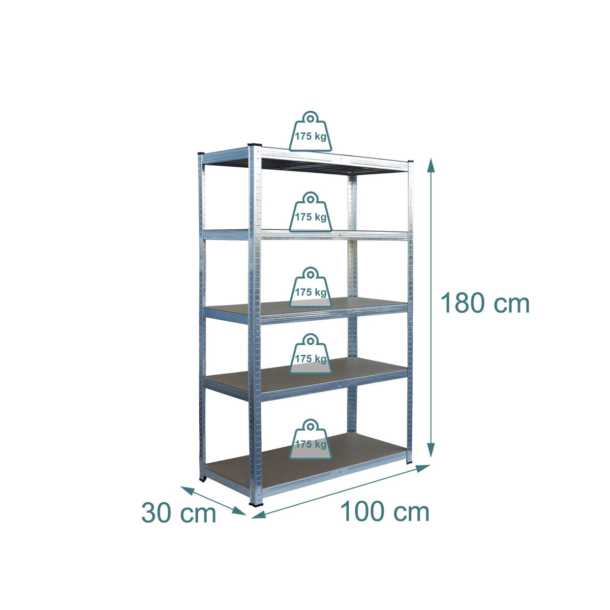 Heavy-Duty 5-Tier Steel Shelving Unit, 875 kg Capacity