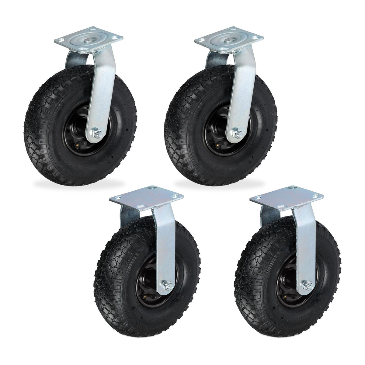 Heavy-Duty Pneumatic Castor Set for Transport Trolleys