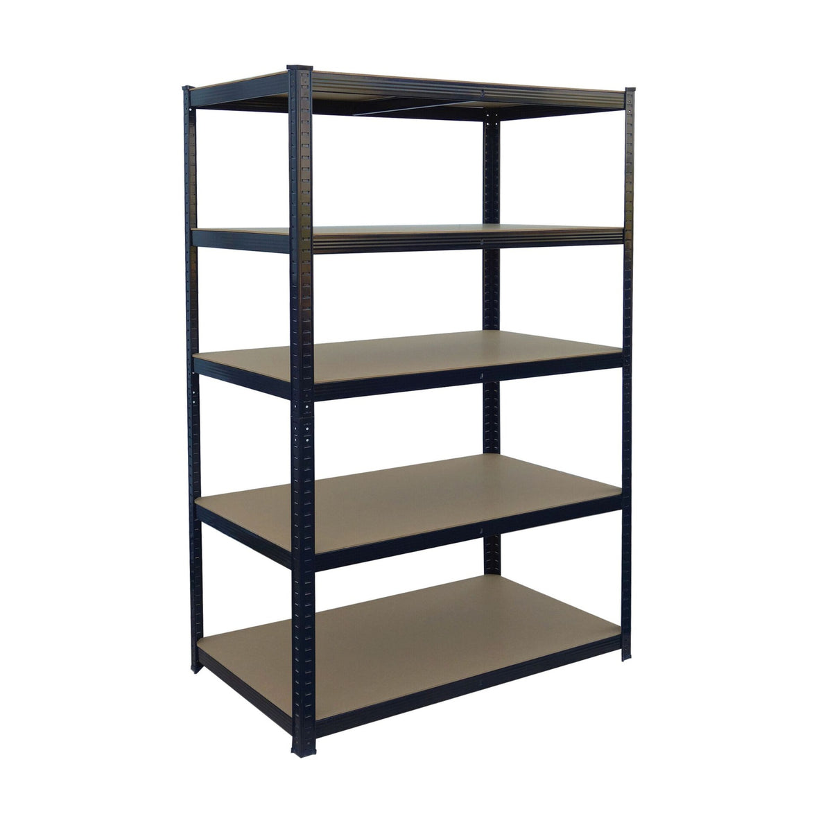 Heavy-Duty Steel Rack, 5 Adjustable Shelves, Black