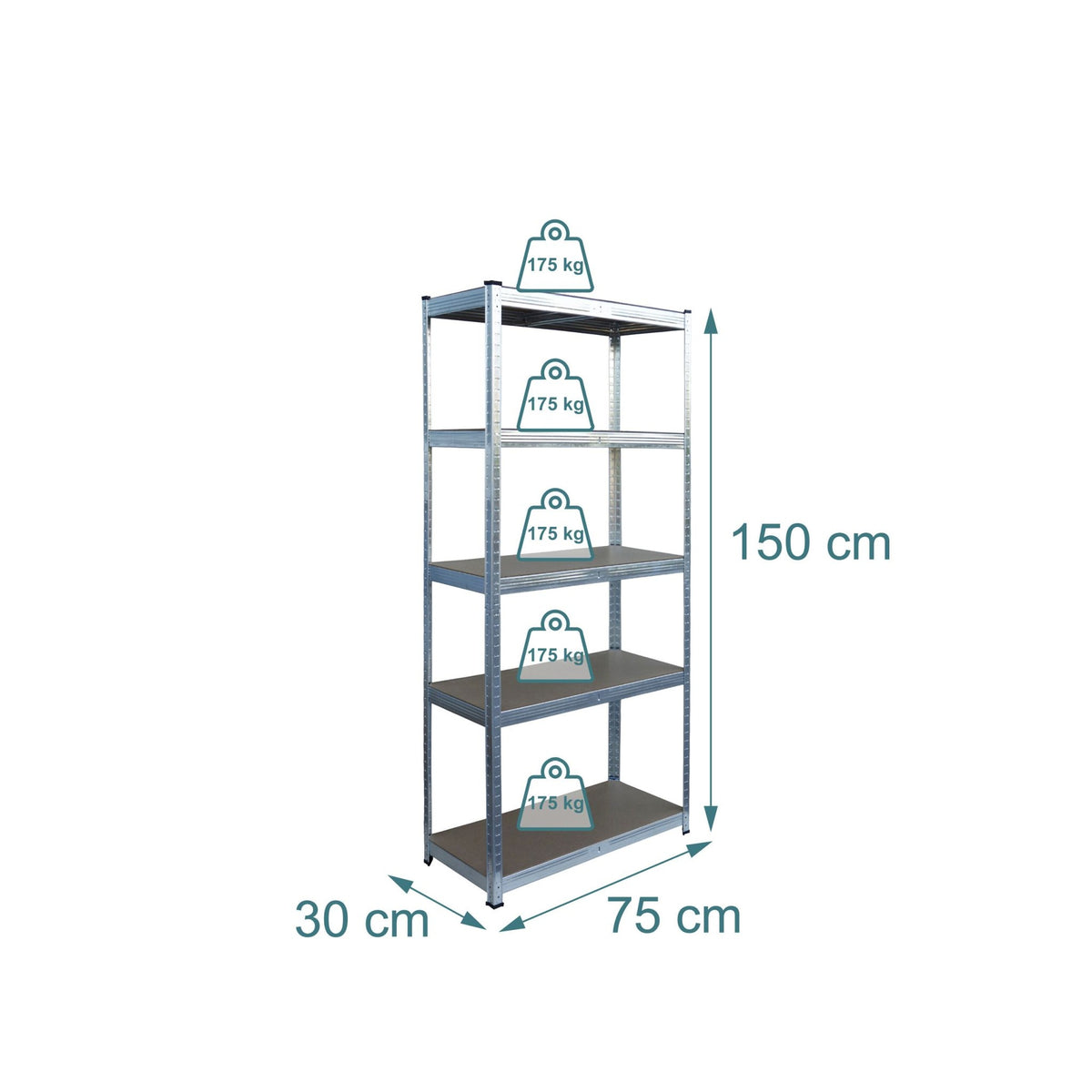Heavy-Duty Steel Shelving Unit, 5 Tiers, 875 kg Capacity